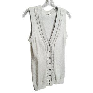 Banana Republic Womens Size S Vest Sweater Cable Knit Button Cashmere Angora